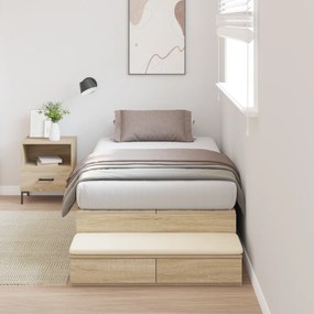 Estrutura de Cama de Armazenamento Carvalho Sonoma 75x190 cm