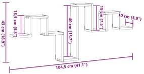 Prateleira de Parede Carvão Preto 104,5x10x43 cm Madeira Compensada
