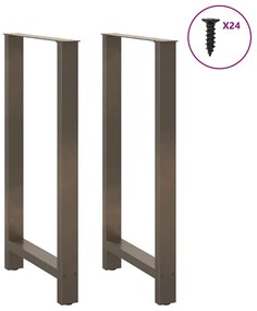 Pés de mesa de bar em aço natural, 2 peças, 60x (110-111) cm, aço