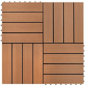 Estrado de plástico WPC 11 peças 30x30cm 1 m2, Marrom