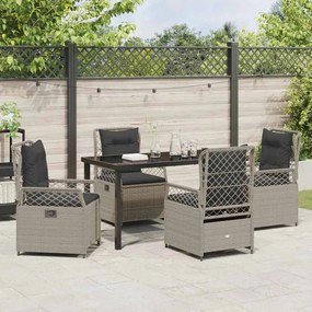 Conjunto de Jantar de Jardim com 5 peças em Polyrattan Cinza Claro