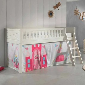 Conjunto cama alta Infantil SCOTT + cortina de brincar PRINCESAS Branca