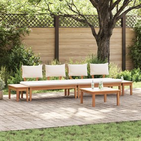 vidaXL Conjunto de sofá de jardim de 5 peças com almofadas - madeira de teca sólida