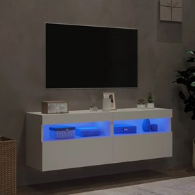 Móveis de parede p/ TV com luzes LED 2 pcs 60x30x40 cm branco