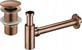 Mexen meio-sifão de lavatório redondo com tampão click-clack, sem extravasor, ouro rosa - 7991050-60