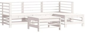 5pcs conjunto lounge jardim c/ almofadões madeira maciça branco