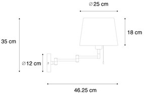 Candeeiro de parede em aço com cúpula branca e braço ajustável - Ladas Deluxe Moderno