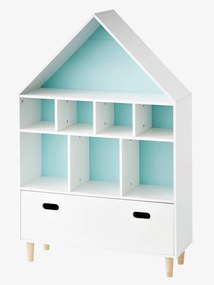 Agora -15%: Móvel de arrumação em forma de casa branco/azul