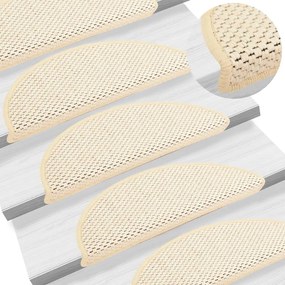 vidaXL Tapetes escada adesivos aspeto sisal 15 pcs 56x17x3 cm berbere