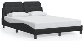 Estrutura de cama c/ luzes LED 140x200cm couro artificial preto
