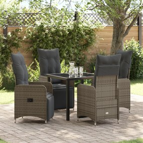 vidaXL Conjunto de Jantar de Jardim de 5 Peças com Almofadas Bege Vime PE