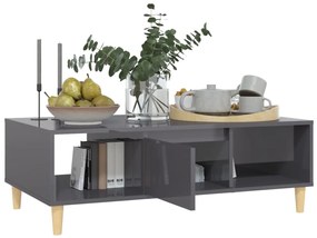 Mesa de centro derivados de madeira cinza brilhante