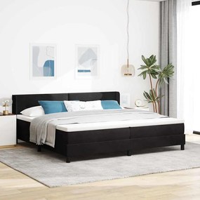 vidaXL Cama Box com colchão com cabeceira Preto 200 x 200 cm Poliéster