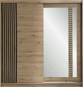 Roupeiro Reno 119, Carvalho Artisan, 215x200x59cm, 167 kg, Portas para roupeiro: Deslizante, Número de prateleiras: 4, Número de prateleiras: 4