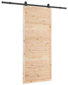 Porta Deslizante Castanho 100 x 208 cm Madeira de pinho maciça