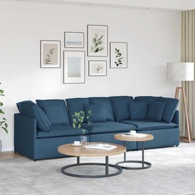 vidaXL Sofá modular com almofadas tecido azul