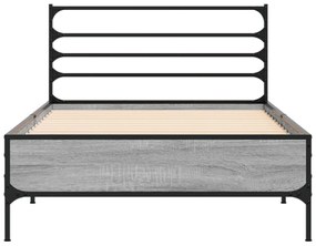 Estrutura cama 100x200 cm derivados madeira/metal cinza sonoma