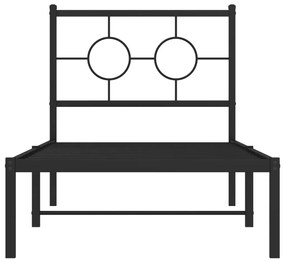 Estrutura de cama metal s/ colchão c/ cabeceira 75x190 cm preto