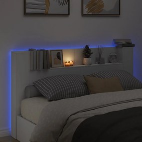 Armário de cabeceira com luzes LED 180x16,5x103,5 cm branco
