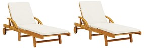 Espreguiçadeiras 2 pcs com mesa madeira de acácia maciça
