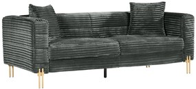 Sofá LARIOS, 3 lugares, 208 x 84 x 71 cm tecido corduroy cinza