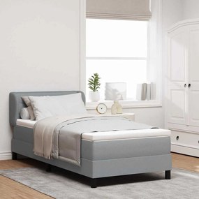 vidaXL Cama Box com colchão Cinzento-claro 90 x 190 cm tecido