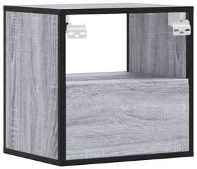 Mesa de cabeceira de parede 40x31x39,5 cm cinzento sonoma