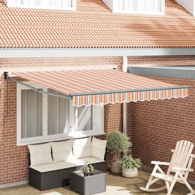 vidaXL Toldo Retrátil Manual Listrado Multicolorido 350x250 cm