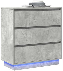 Cômoda de Cabeceira vidaXL com LED Cinza Concreto 71x34,5x75 cm Madeir