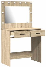 Mesa de Maquilhagem com Luzes LED Carvalho Sonoma 78.5x41x135 cm