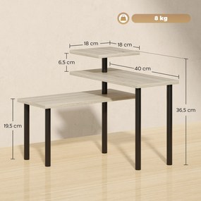 Prateleiras de Cozinha de 3 Níveis Estante de Cozinha com 3 Prateleiras Giratórias Estrutura de Metal e Design em Degraus 40x18x36,5 cm Madeira