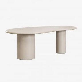 Oval Dining Table 220x115 Cm In Mdf Billie Tapioca Bege - Sklum