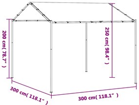 Tenda com toldo 3x3 m aço e tecido bege