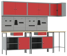 Conjunto de Mesa para Guardar Ferramentas de 10 Peças vidaXL Vermelho