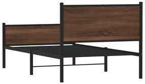Estrutura de cama sem colchão 100x200cm metal carvalho castanho