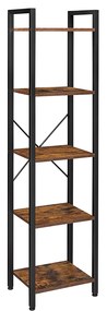 Estante VASAGLE, estante de 5 camadas, rack de armazenamento de exibição vertical com estrutura de aço, para sala de estar, escritório, escritório, corredor, estilo industrial, marrom rústico e preto LLS100B01