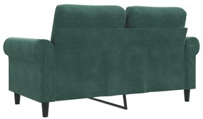 Sofá de 2 lugares 120 cm veludo verde-escuro