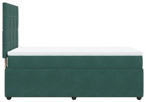 Cama com molas/colchão 90x190 cm veludo verde-escuro