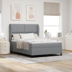 Cama Box Spring vidaXL com Colchão - Cinza Claro, 160x200 cm, Tecido