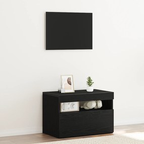Móvel de TV vidaXL com Luzes LED Carvalho Preto 60x35x40 cm em Madeira de Engenharia