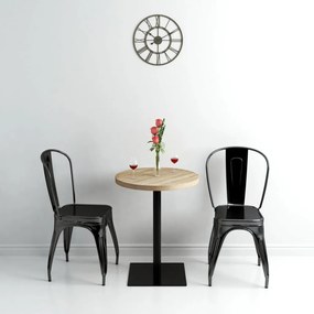 vidaXL Mesa bistrô MDF e aço redonda 60x75 cm cor de carvalho