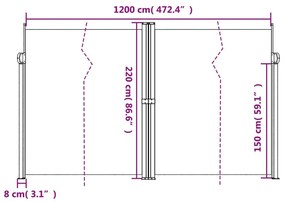 Toldo lateral retrátil 220x600 cm azul