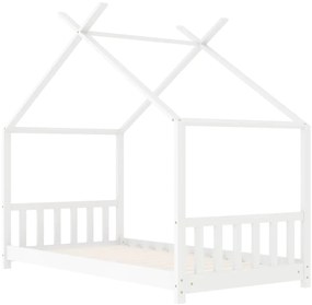 Estrutura de cama para crianças 80x160 cm pinho maciço branco