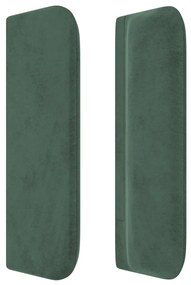 Cabeceira de cama c/ abas veludo 203x16x78/88cm verde-escuro