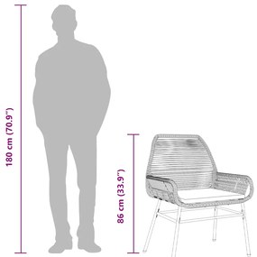 Conjunto jantar jardim 7 peças almofadas vidro vime cinzento PE