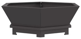 Fogueira Hexagonal vidaXL Preta 75x75x28 cm em Aço