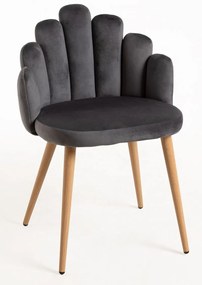 Cadeira Hand Veludo - Cinza escuro
