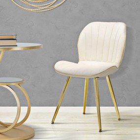 CONJUNTO 2 CADEIRAS 46X58X77 CM CREME E DOURADO