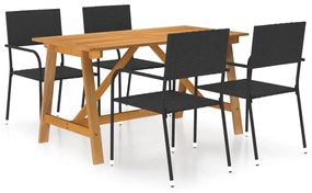 vidaXL 5 pcs conjunto de jantar para jardim preto