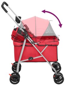 Carrinho dobrável para cães 76x50x100 cm tecido oxford vermelho